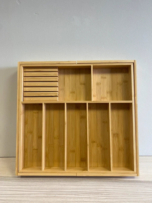 Bamboo Extra Large Cutlery Drawer Organiser | Expandable Kitchen Tray