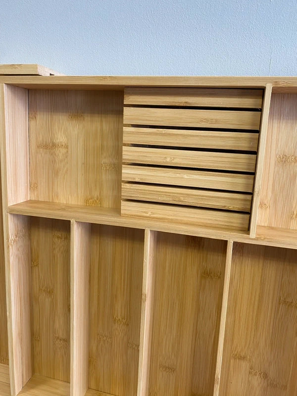 Bamboo Extra Large Cutlery Drawer Organiser | Expandable Kitchen Tray