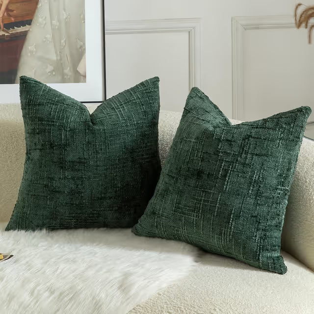 Cushion Covers Pack of 2 60 x 60cm Decorative dark green