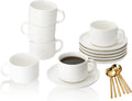 Porcelain Coffee Cups and Saucers Set of 6 with Gold Spoon 220 ml