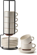 Set of 6 Espresso Cups 5 oz with Saucer and Stand