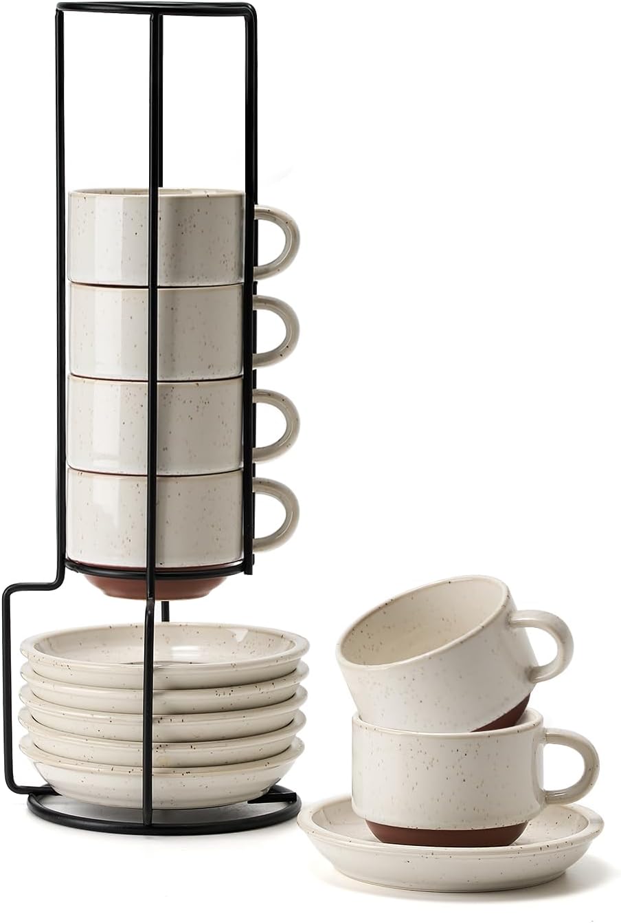 Set of 6 Espresso Cups 5 oz with Saucer and Stand