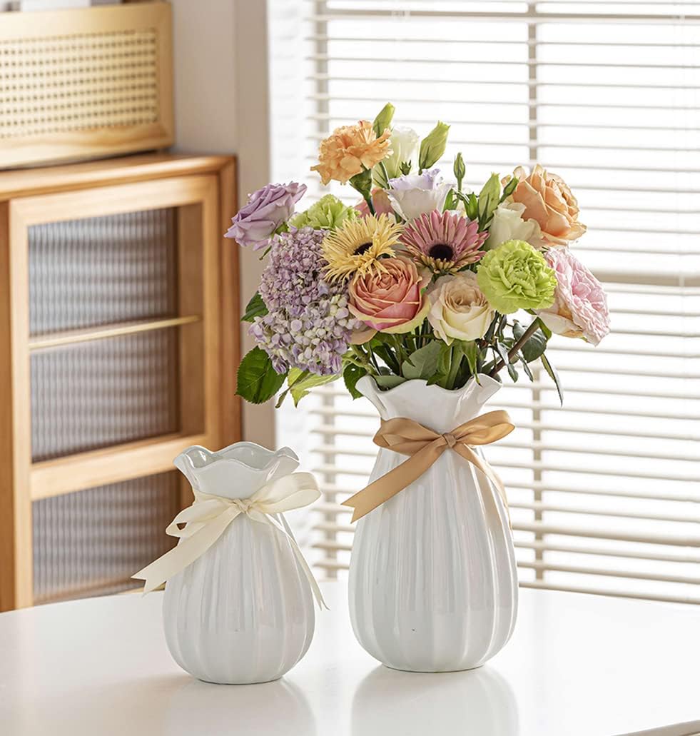 White Ceramic Vases for Minimalist Modern Home Decor
