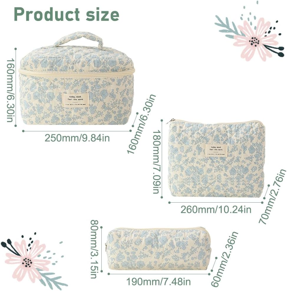 3PCS Makeup Bag  Aesthetic Toiletry Bag travel