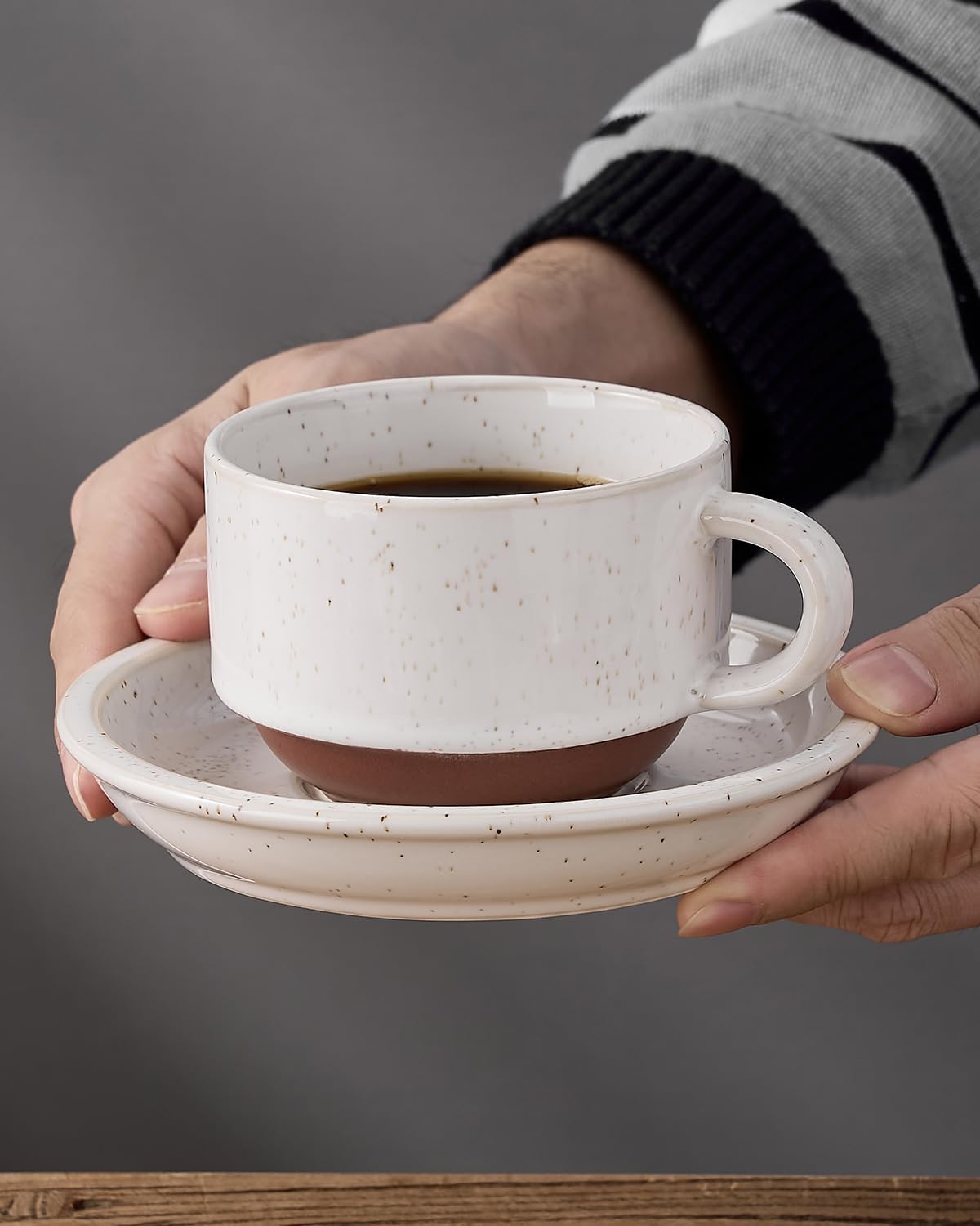 Set of 6 Espresso Cups 5 oz with Saucer and Stand