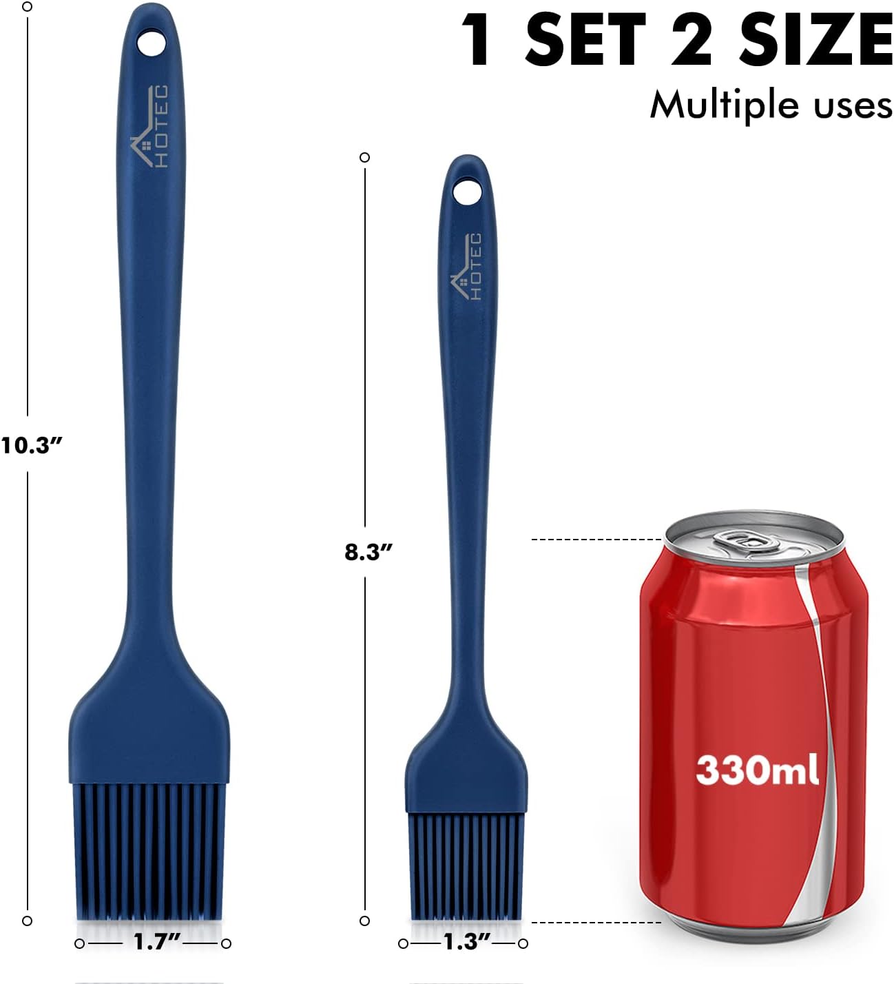 HOTEC 2 pieces Set Basting Brushes Silicone Heat Resistant