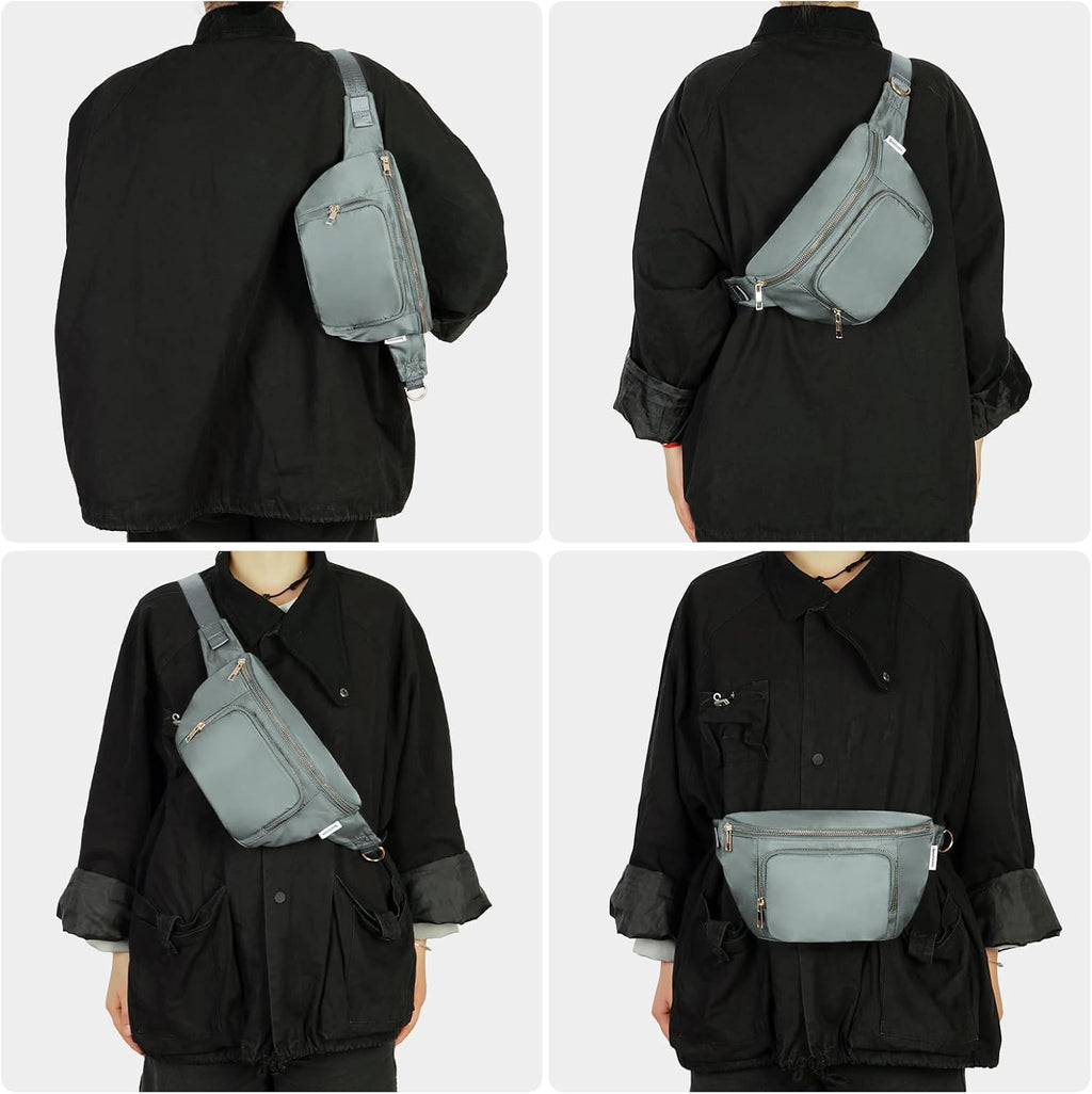 Large Waist Pack with Extra Extension Belt cross-body GREY