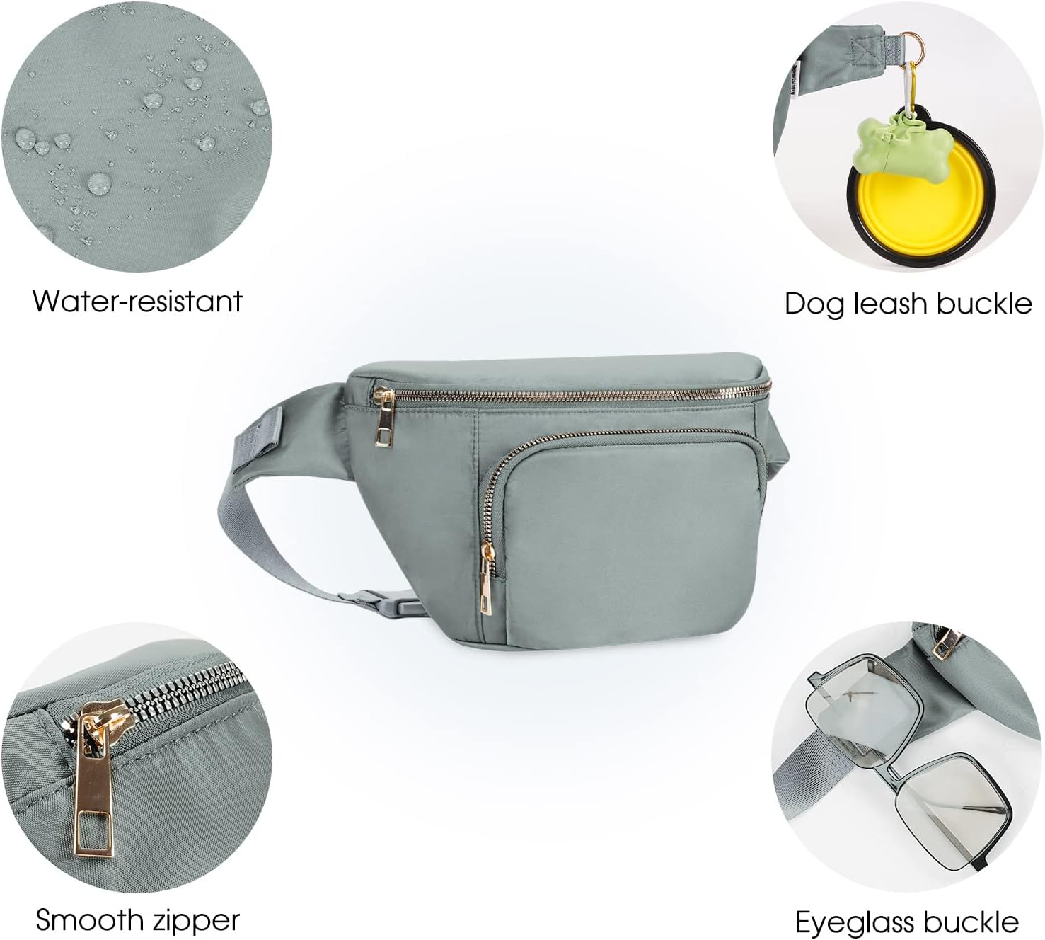 Large Waist Pack with Extra Extension Belt cross-body GREY