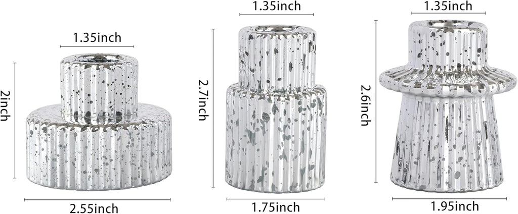 Glass Candle Holders Set of 6 Elegant silver