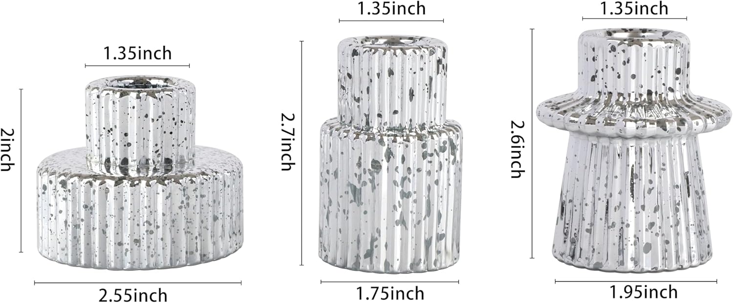 Glass Candle Holders Set of 6 Elegant silver