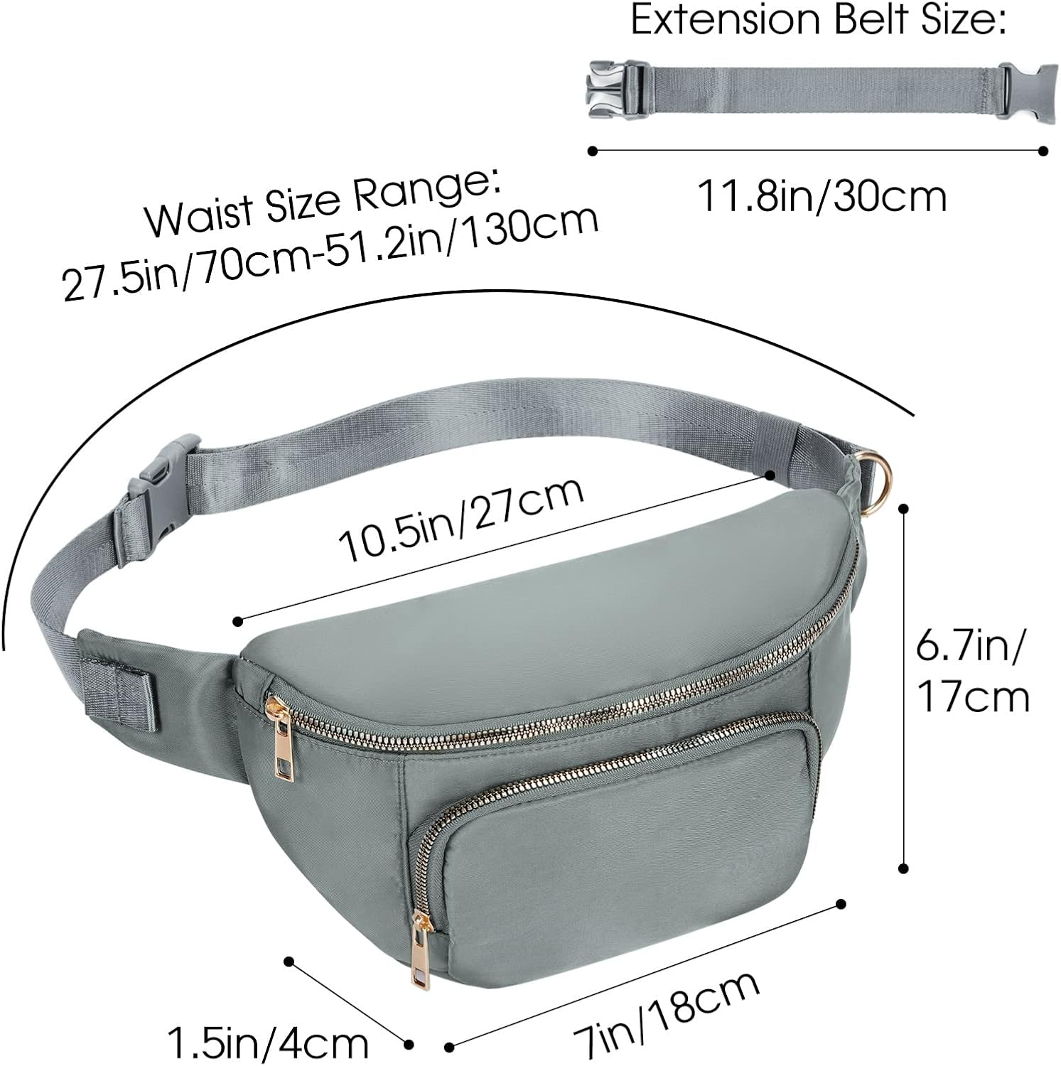 Large Waist Pack with Extra Extension Belt Crossbody NAVY