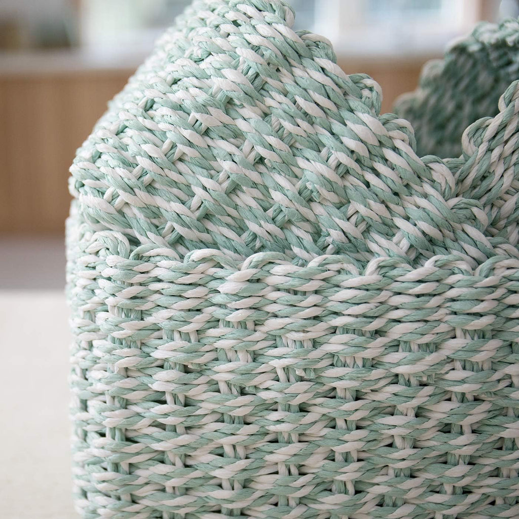 Wicker Storage Baskets Paper Rope Bin Organiser Set of 3 for Home Cupboard