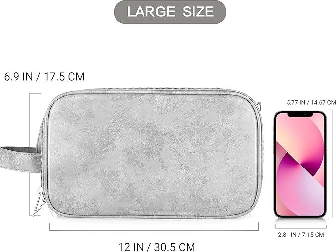 Travel Toiletry Bag Water-Resistant Large with Wet/Dry Bag – Grey