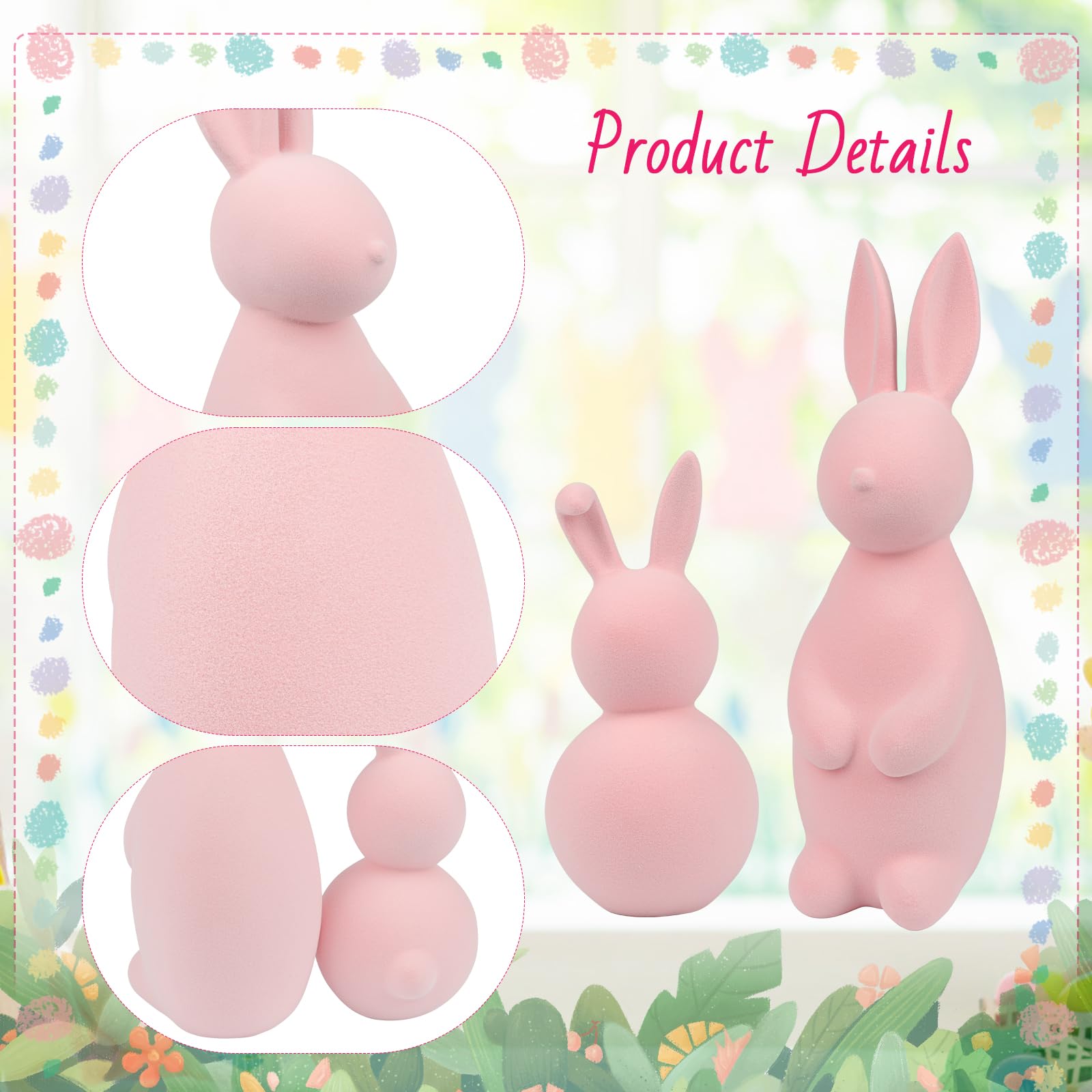Easter Bunny Figurine Set 2 PCS home decor pink