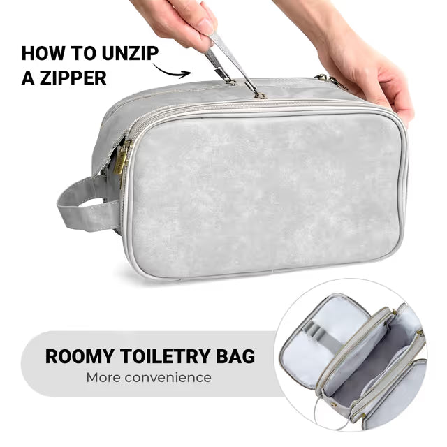 Travel Toiletry Bag Water-Resistant Large with Wet/Dry Bag – Grey