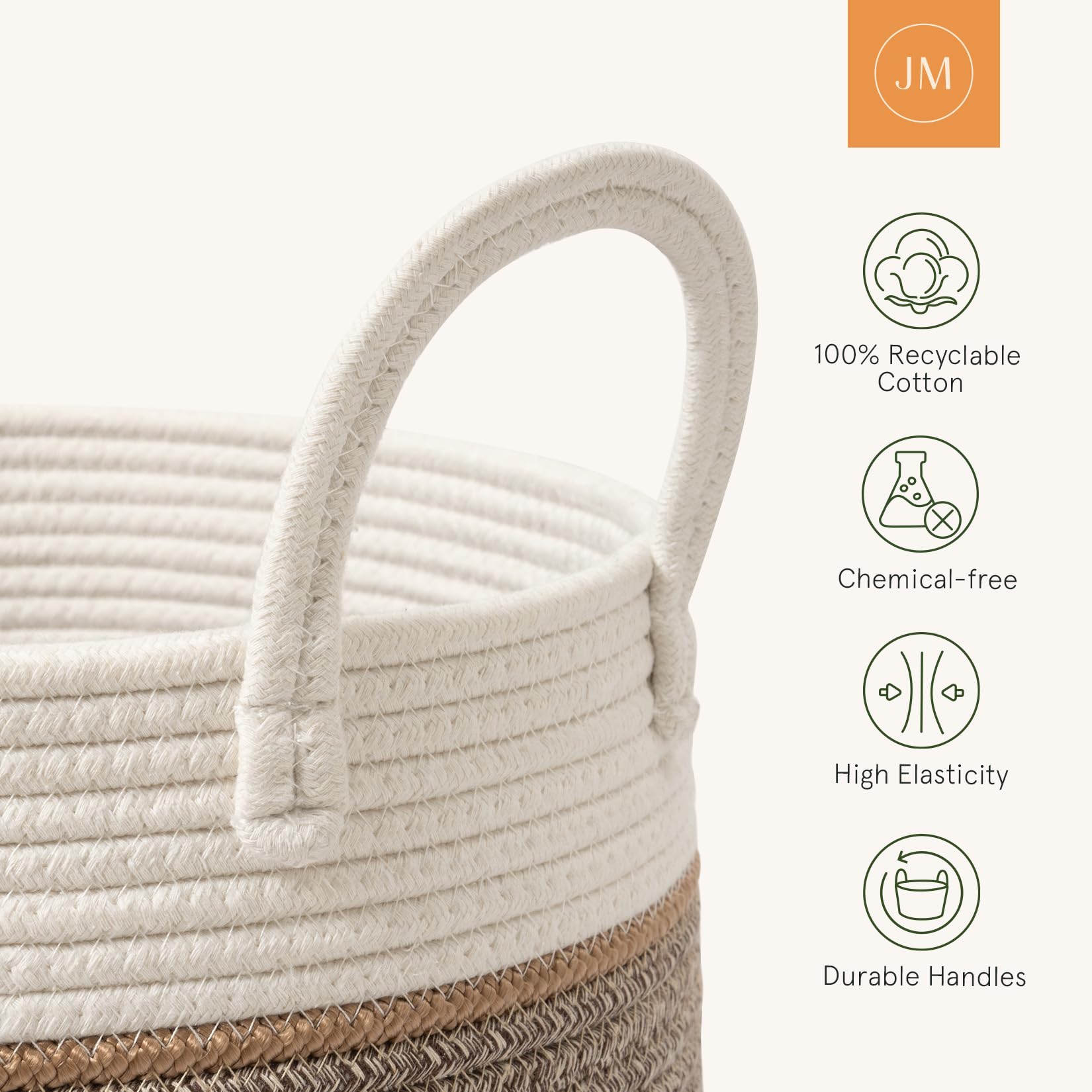 Large Cotton Rope Storage Basket with Handles