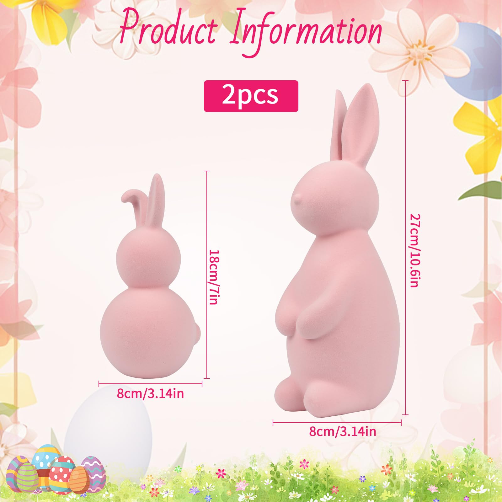Easter Bunny Figurine Set 2 PCS home decor pink