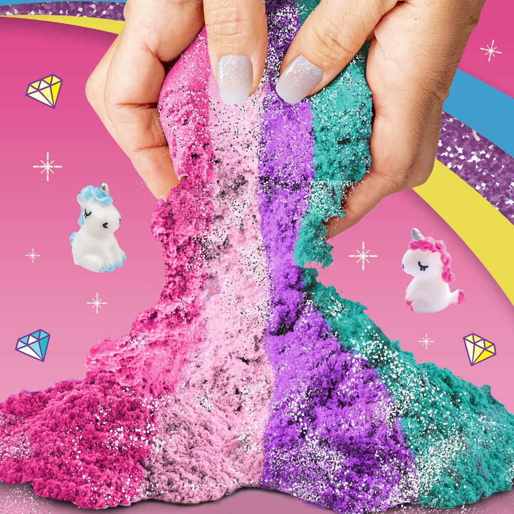 Unicorn Kingdom Sand Craft Kit with Squishy Sand, Tools & Carry Case for Kids