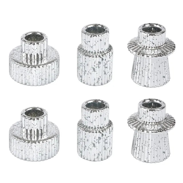Glass Candle Holders Set of 6 Elegant silver
