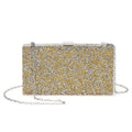 Evening Clutch Bag with Metal Frame Detachable Strap - Gold