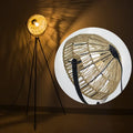 Decorative Tripod Floor Lamp with Sunburst Shade Adjustable Stand