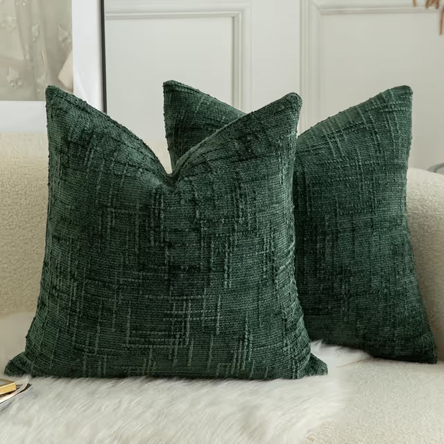 Cushion Covers Pack of 2 60 x 60cm Decorative dark green