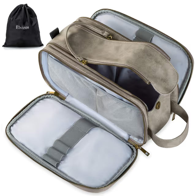 Travel Toiletry Bag Water-Resistant Large with Wet/Dry Bag – Grey