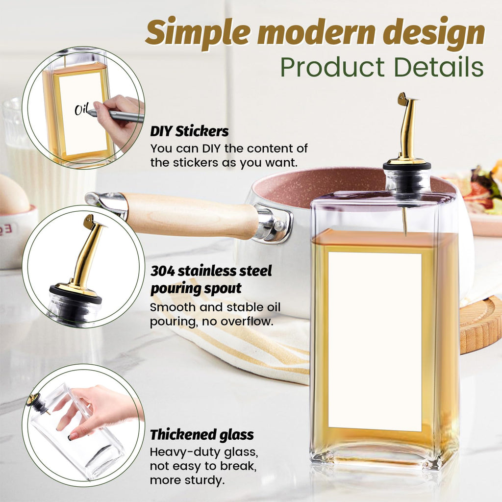 Olive Oil Dispenser Bottle Set 2 Pack 500ml for Oil, Vinegar, Soy Sauce, Coffee Syrup