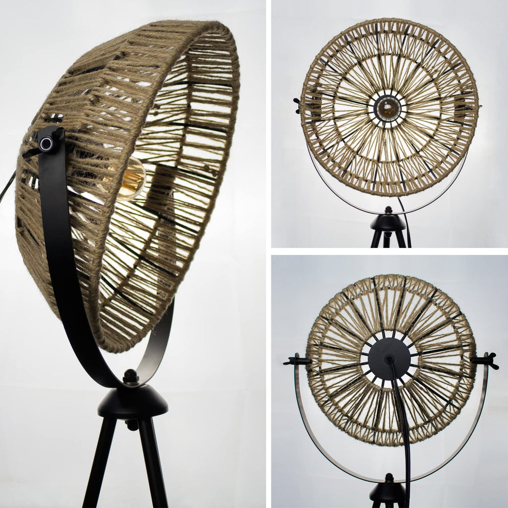 Decorative Tripod Floor Lamp with Sunburst Shade Adjustable Stand