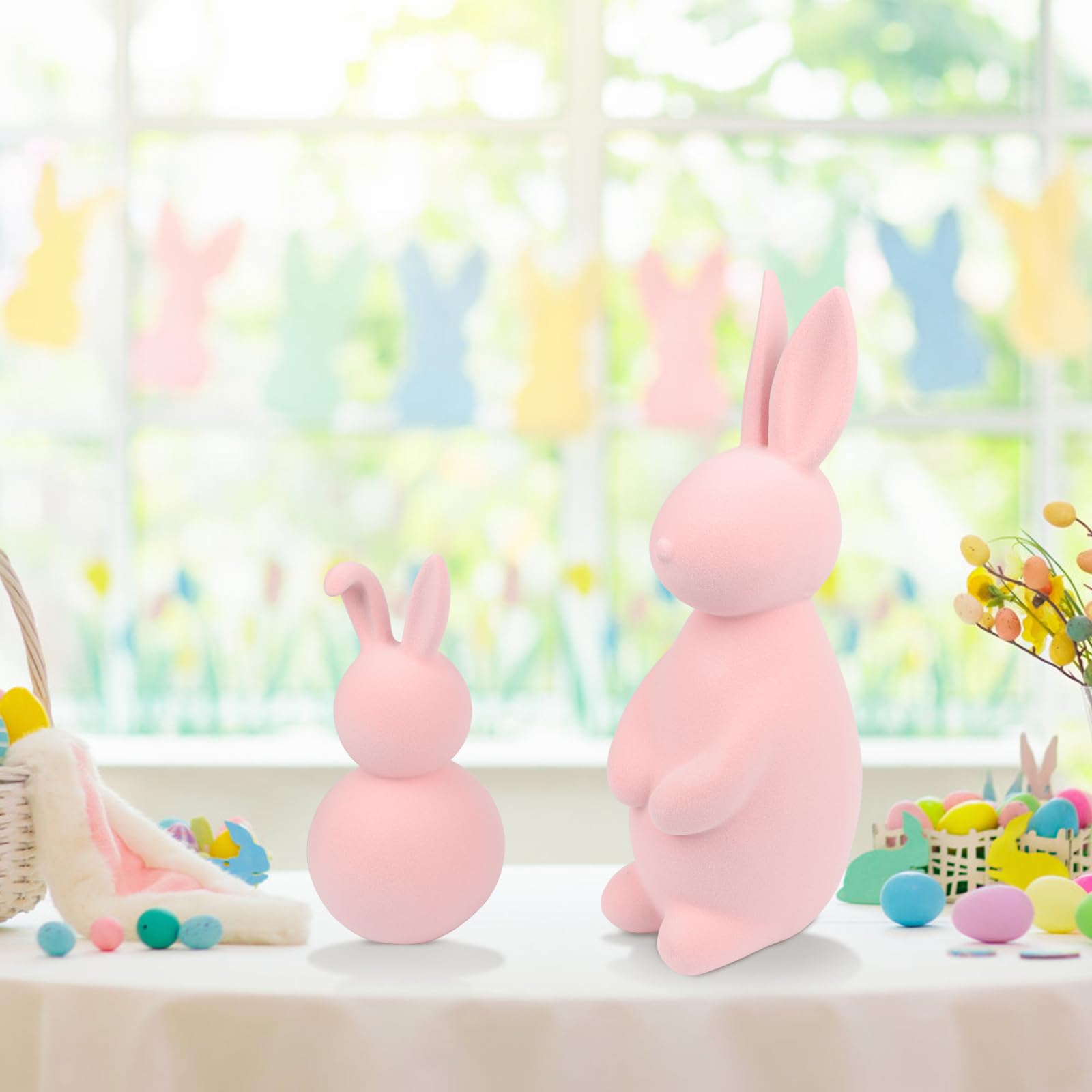 Easter Bunny Figurine Set 2 PCS home decor pink