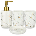 4-Piece Ceramic Bathroom Accessory Set white gold