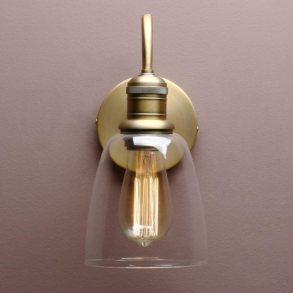2 Sets of Vintage Elegant Glass Sconce Wall Light, Industrial Wall Lamp