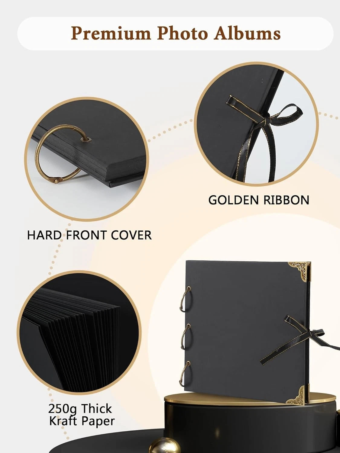 Scrapbook Photo Albums 60 Pages with Gift Box Thick Kraft Square Paper