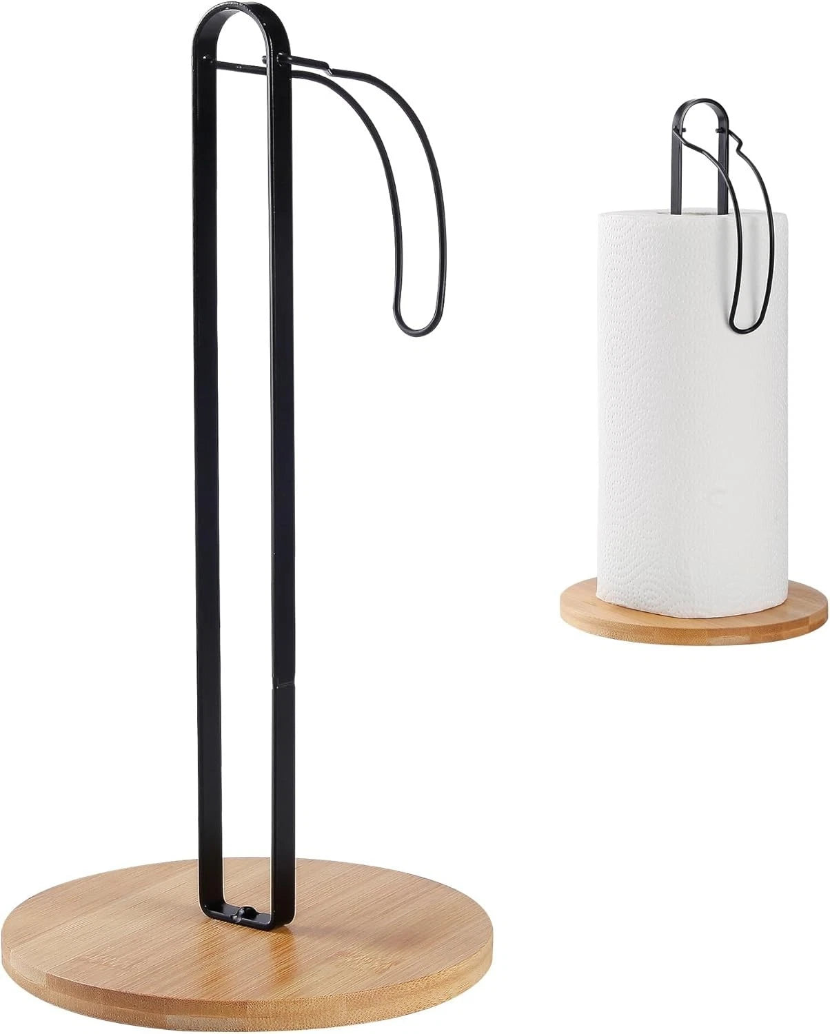 Black Wooden Paper Towel Holder with Fixation, Paper Towel Holder for Worktop