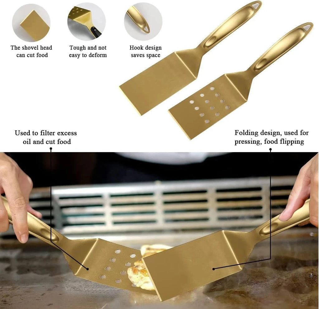 BBQ Tools Set 10-Piece Stainless Steel Heat-Resistant Utensils with Holder