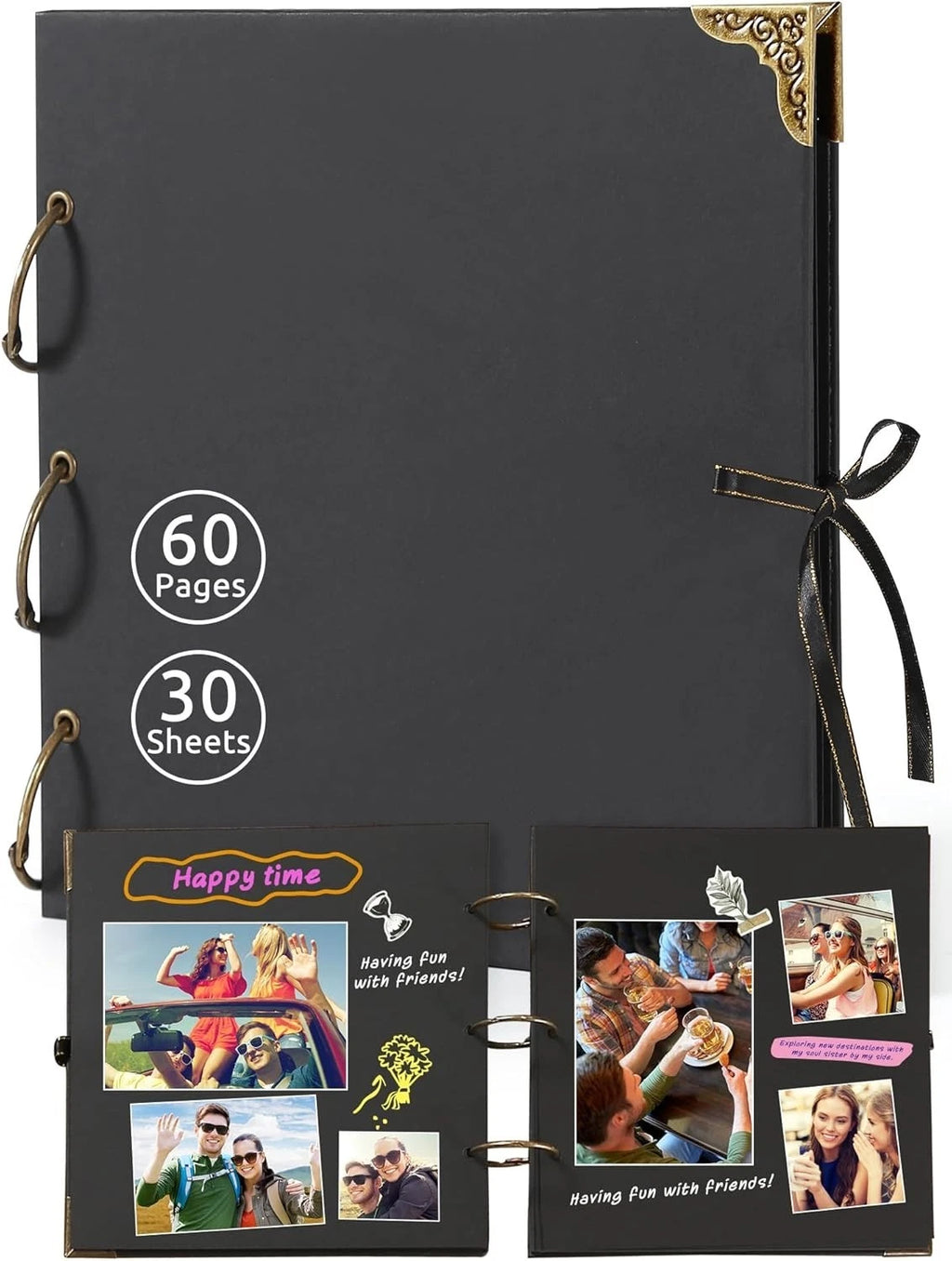Scrapbook Photo Albums 60 Pages with Gift Box Thick Kraft Square Paper