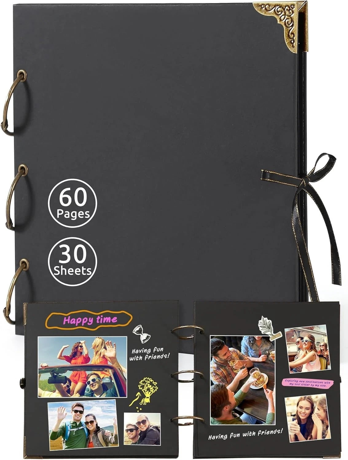 Scrapbook Photo Albums 60 Pages with Gift Box Thick Kraft Square Paper