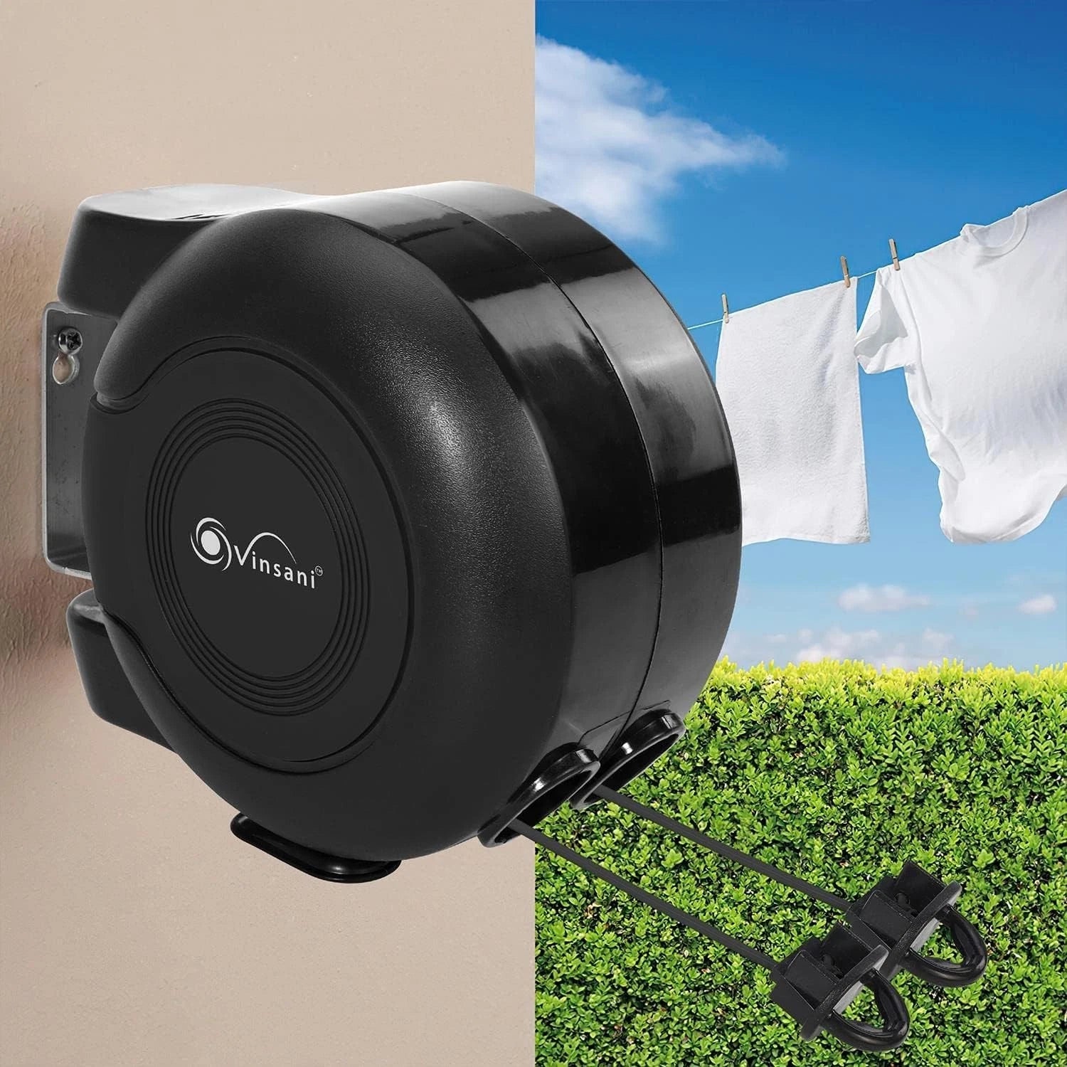 Retractable Clothes Line 30m Twin Cable Wall Mounted Dryer