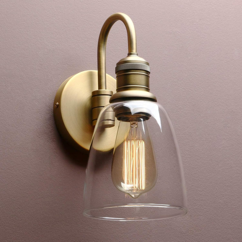 2 Sets of Vintage Elegant Glass Sconce Wall Light, Industrial Wall Lamp