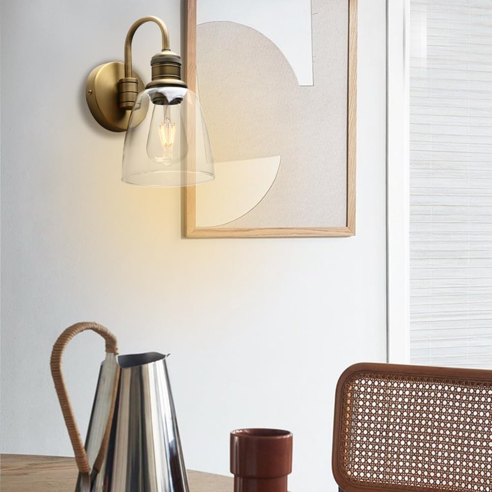2 Sets of Vintage Elegant Glass Sconce Wall Light, Industrial Wall Lamp
