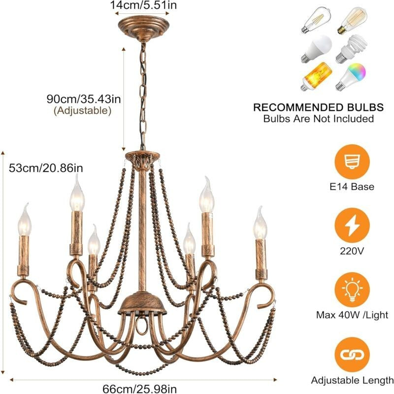 Ceiling Light Vintage French Classic Hanging Chandelier Wrought Iron Light Fitti