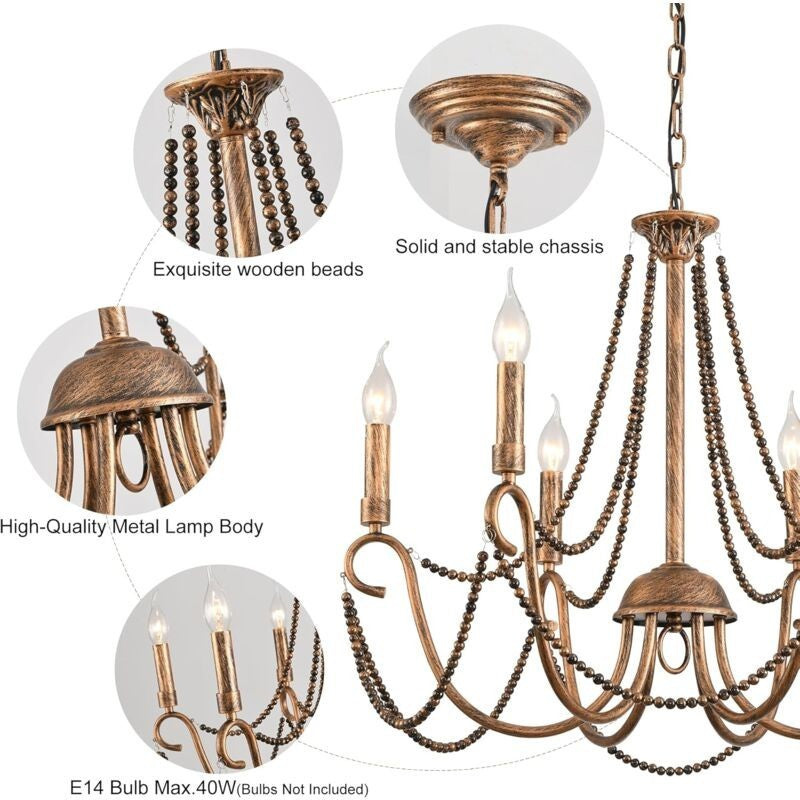 Ceiling Light Vintage French Classic Hanging Chandelier Wrought Iron Light Fitti