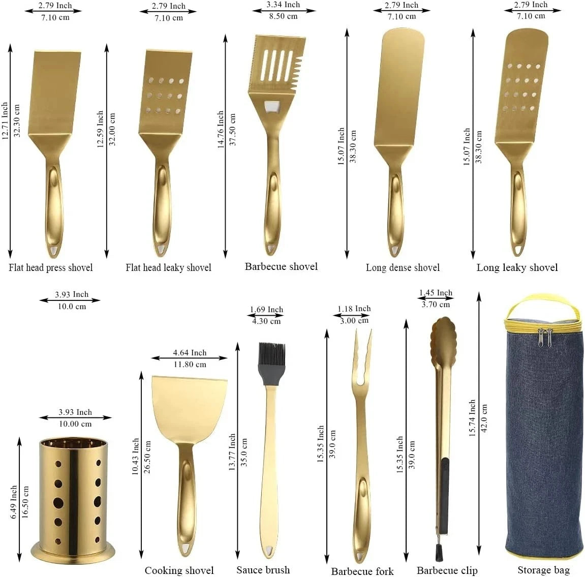 BBQ Tools Set 10-Piece Stainless Steel Heat-Resistant Utensils with Holder