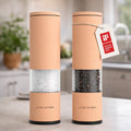 Salt & Pepper Grinder Set Stainless Steel Adjustable Ceramic Mills Creamy Peach