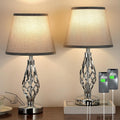 Touch Table Lamps Set of 2, Bedside Lamp with USB-C USB-A Ports, Bedroom Lamps