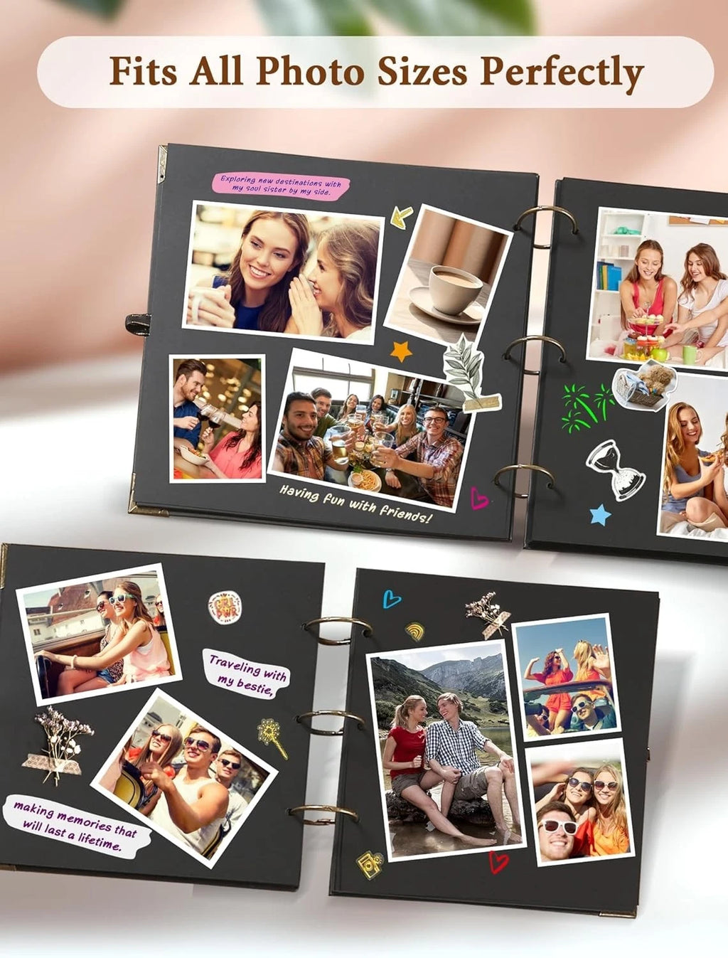 Scrapbook Photo Albums 60 Pages with Gift Box Thick Kraft Square Paper