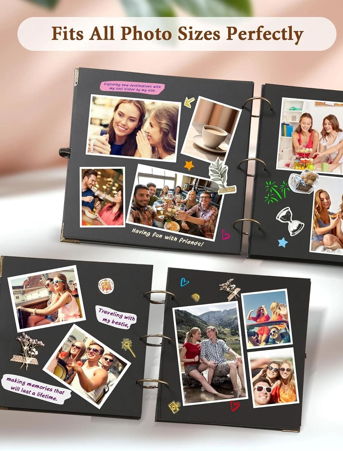 Scrapbook Photo Albums 60 Pages with Gift Box Thick Kraft Square Paper