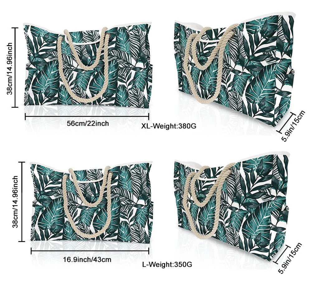 Oversized Large Beach Bag Leaves XL