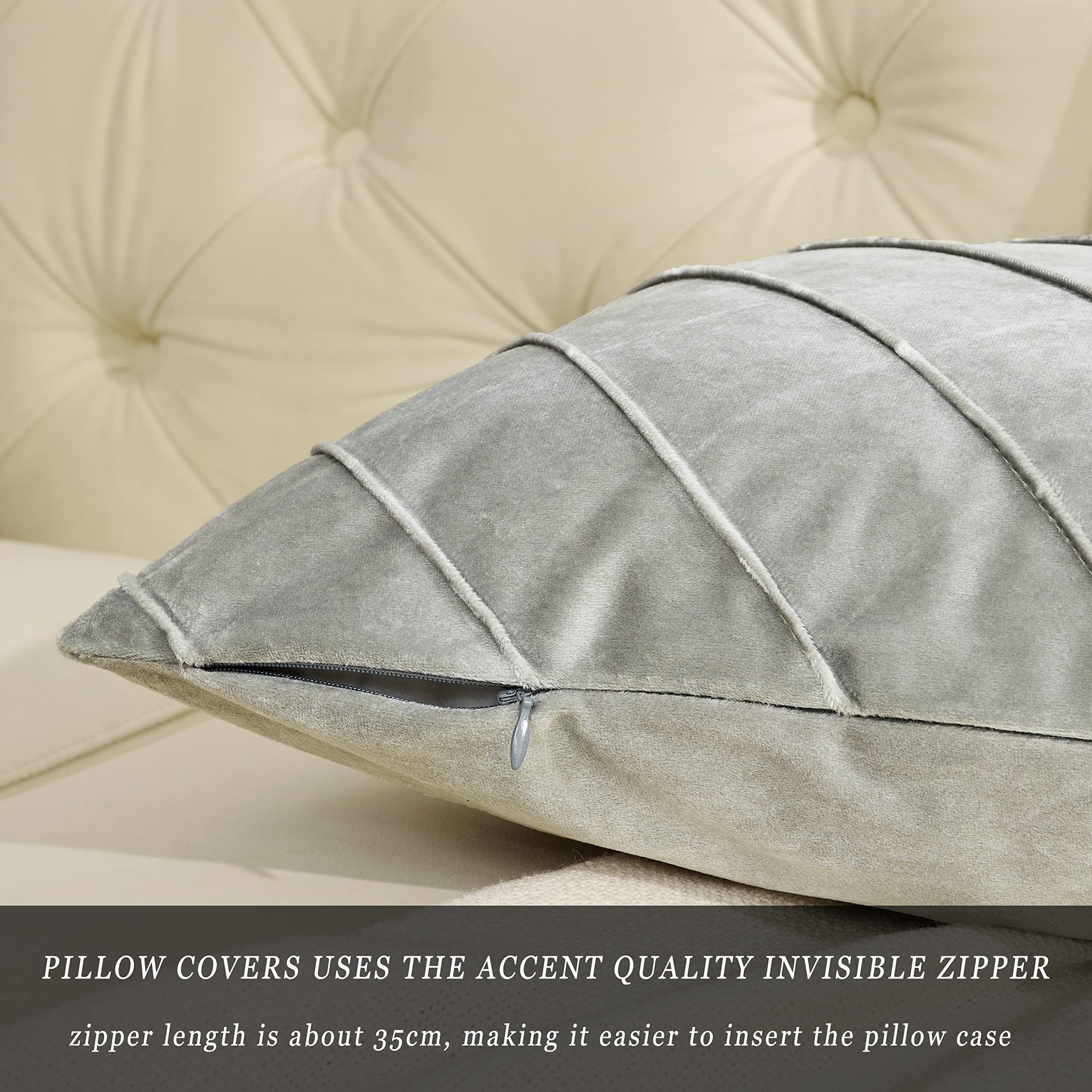 Decorative Velvet Pillow Covers grey 50 x 50 cm