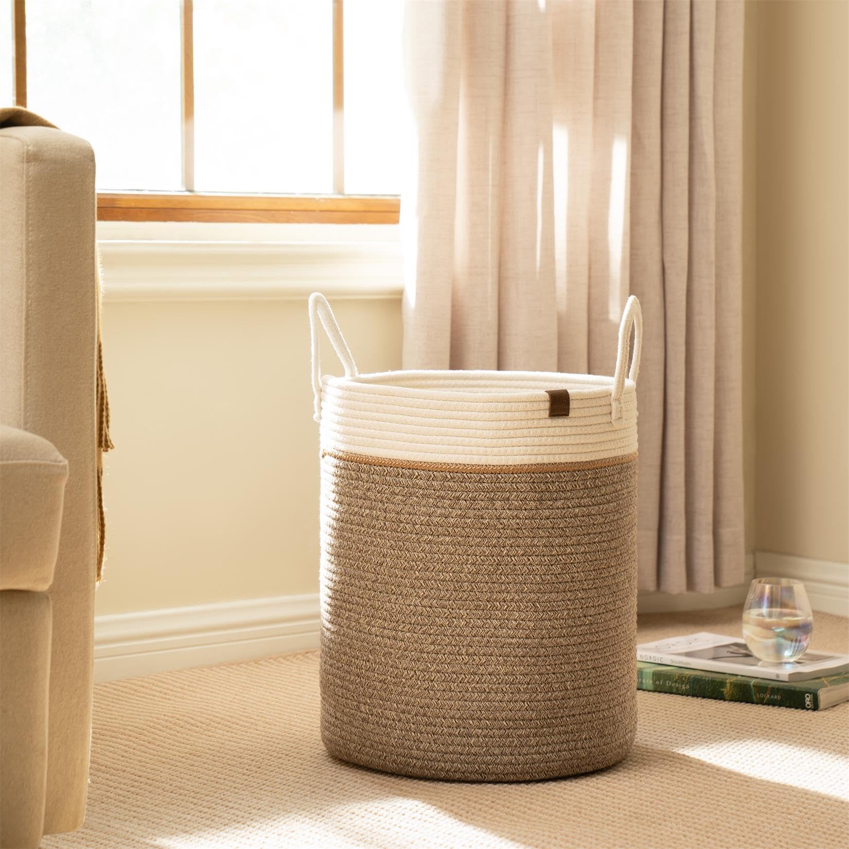 Large Cotton Rope Storage Basket with Handles